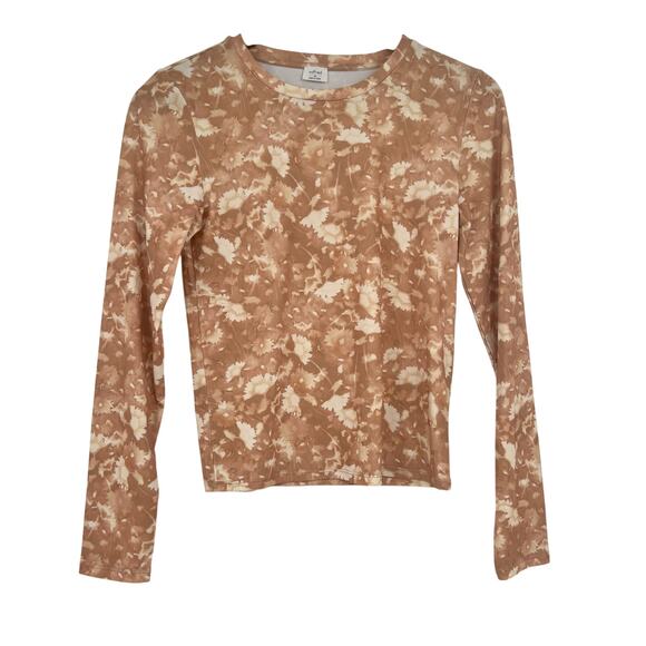 Aritzia Wilfred hour longsleeve brown cream exclusive design stretch size medium - Picture 2 of 8